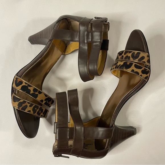 Nine West Leopard Print Strappy Stacked Heel Sandals Women’s Size 6.5 - Picture 5 of 8